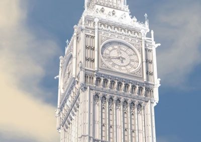 3d render c4d big ben torre sin materiales ni texturas