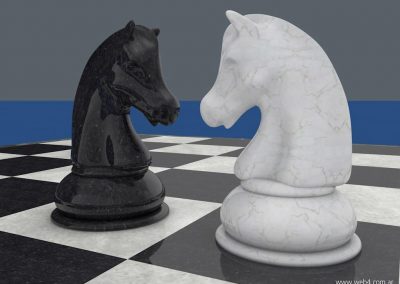 3d render c4d ajedrez caballos