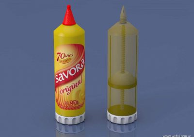 3d render c4d envase para salsas frias girapack detalle traslucido