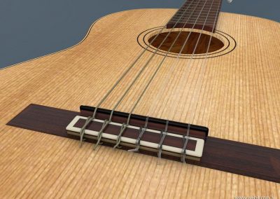 3d render c4d guitarra española puente