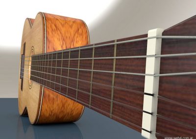 3d render c4d guitarra española detalle cejuela