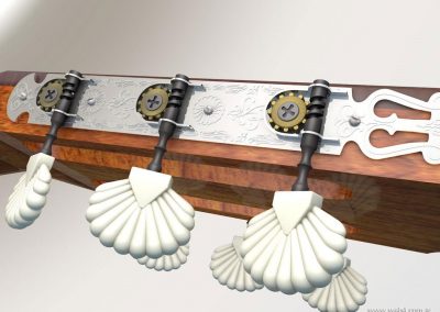 3d render c4d guitarra española detalle clavijas