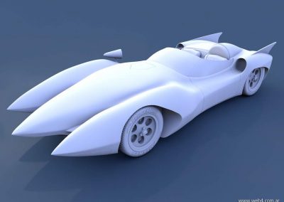 3d render c4d mach 5 speed racer sin texturas ni materiales