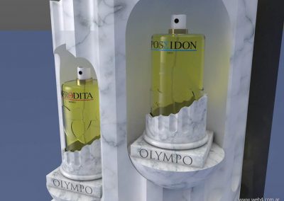 3d render c4d packaging para perfumes detalle exhibidor