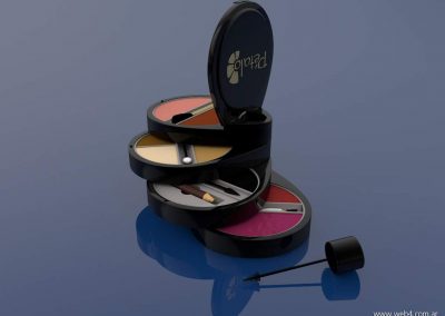 3d render c4d kit maquillaje facial abierto lateral