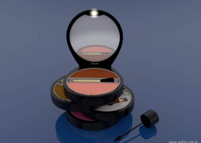 3d render c4d kit maquillaje facial abierto frontal