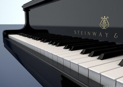 3d render c4d piano steinway teclado lateral