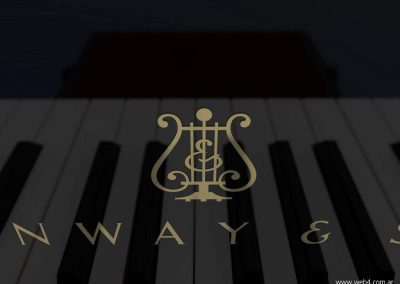 3d render c4d piano steinway detalle logo