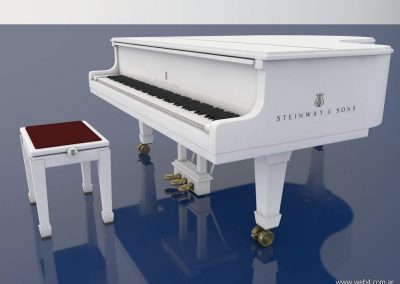 3d render c4d piano steinway blanco