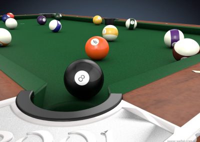 3d render c4d pool bola 8 tronera