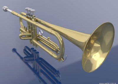 3d render c4d trompeta lateral frontal