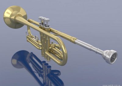 3d render c4d trompeta lateral posterior