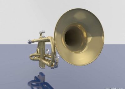3d render c4d trompeta frontal lateral