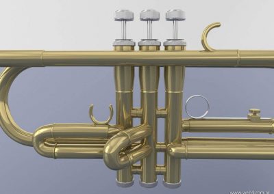 3d render c4d trompeta pistones lateral