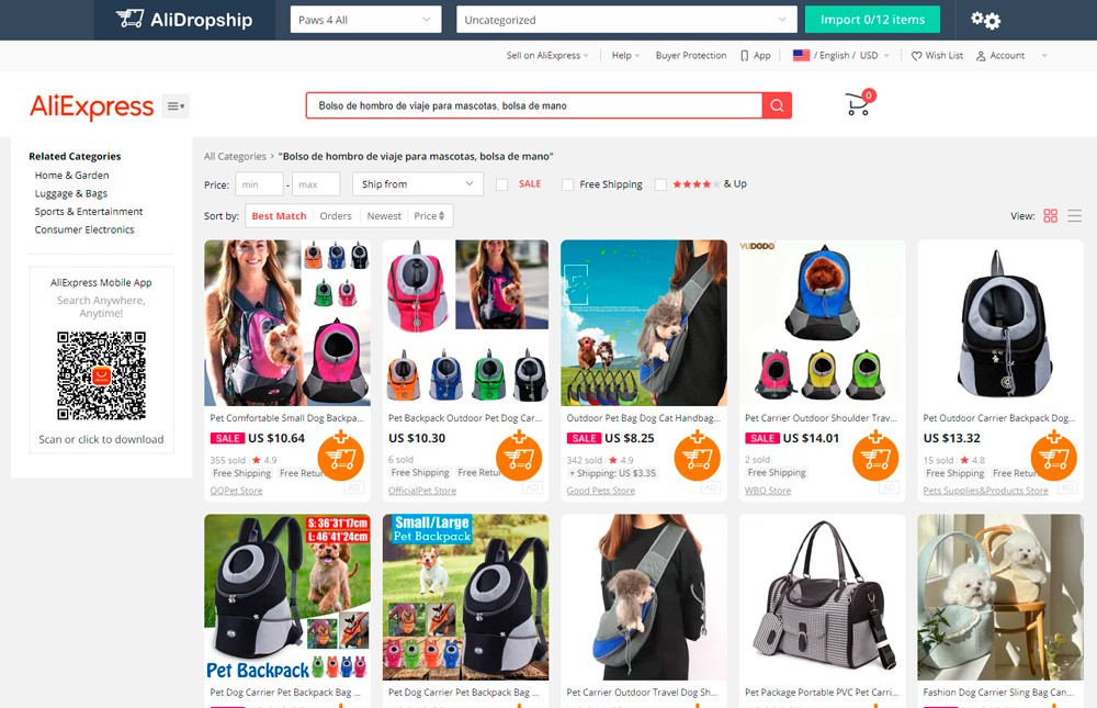 resultados de busqueda de productos