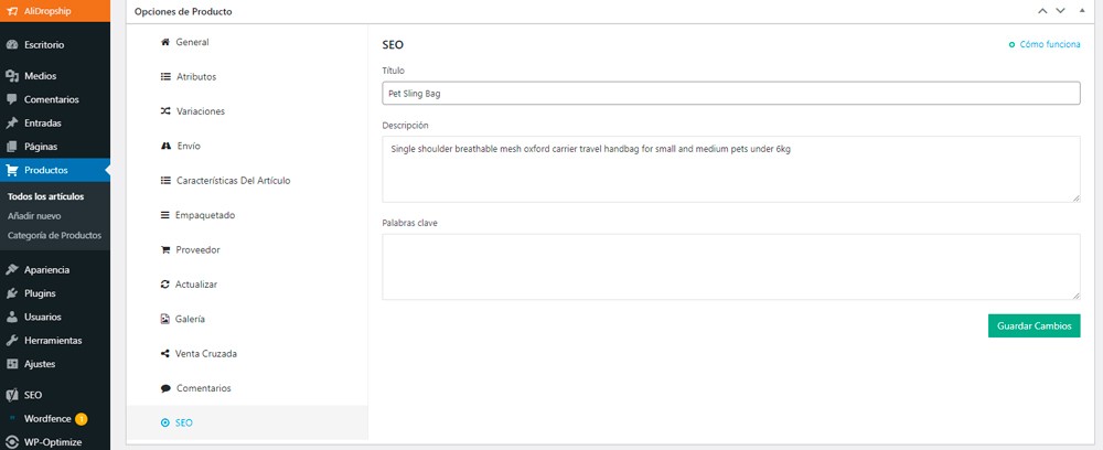 editar seo en tienda