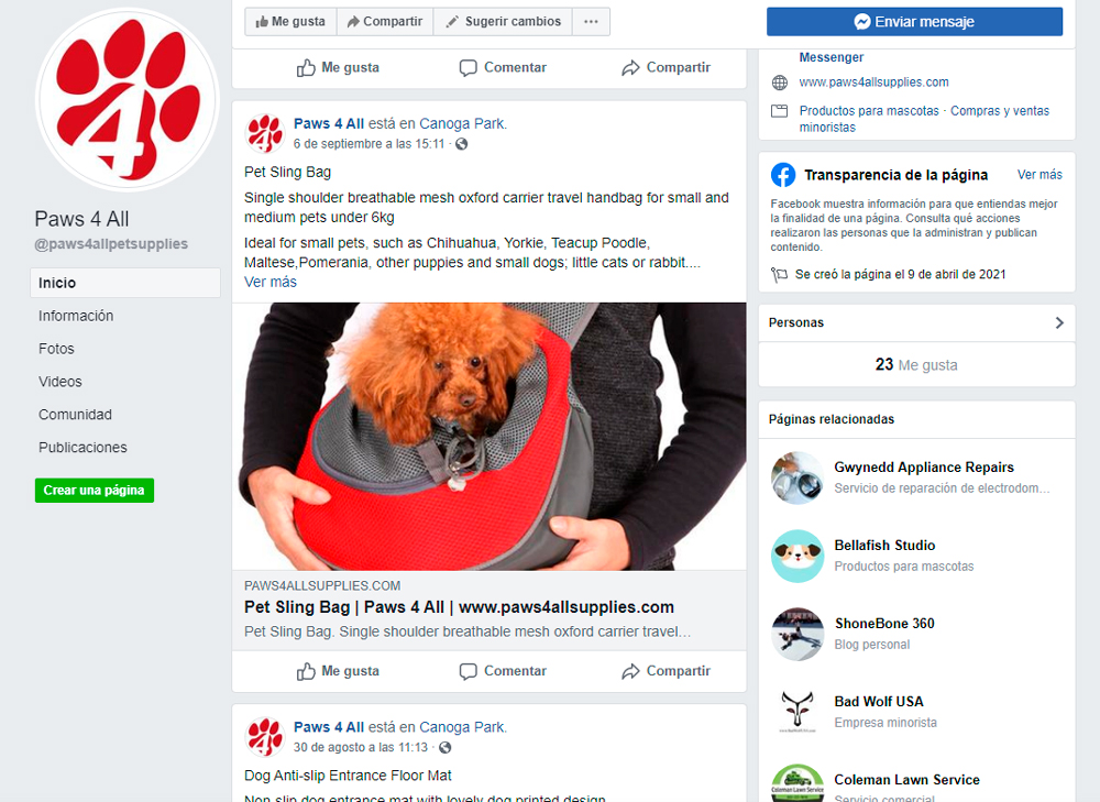producto compartido en facebook