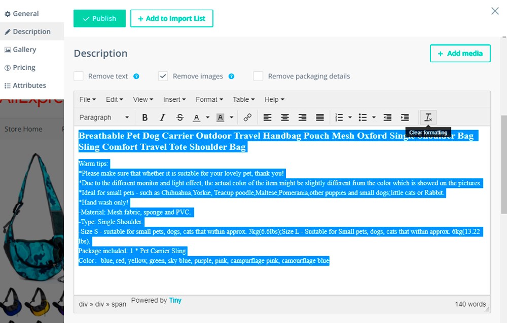 texto con formato html