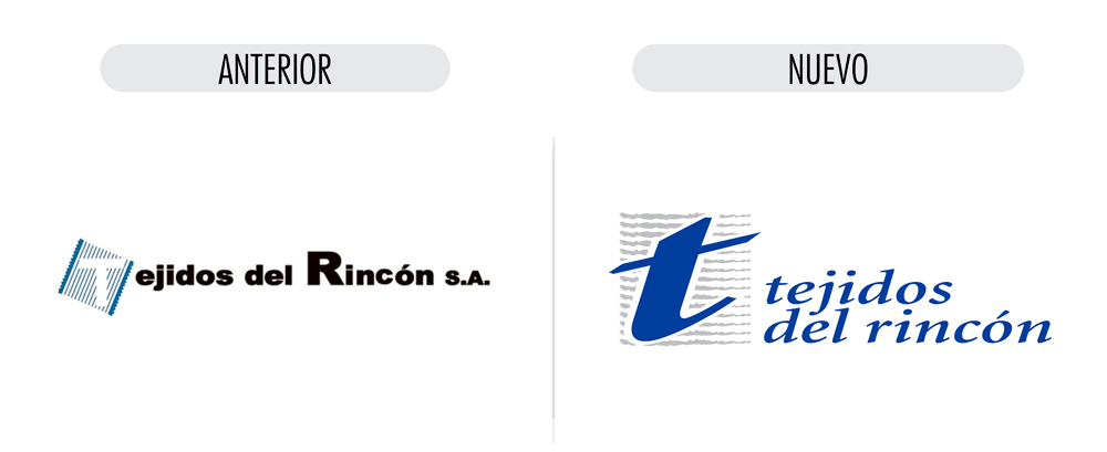Tejidos del Rincón antes despues Tejidos del Rincón logo restyling