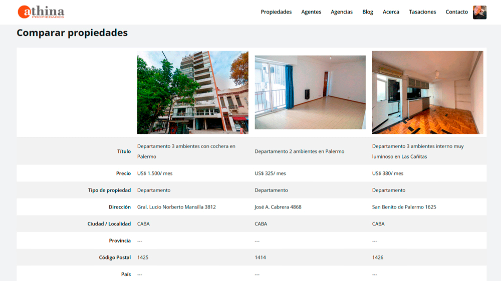 comparar propiedades